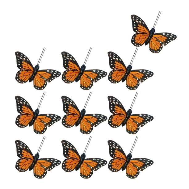 10 piezas de decoración de mariposa simulada, manualidades falsas, mariposas de plumas 3D para boda, dormitorio, fiesta de cumpleaños, hogar