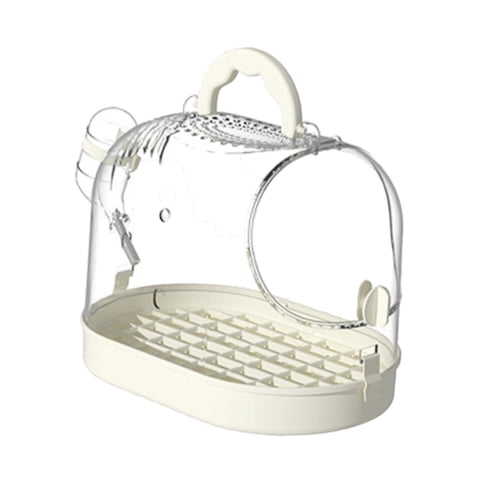 Ioensy - Jaula De Viaje Para Pájaros Con Asa Transparente Multifunción Para Loros, Cacatúas, Color Blanco