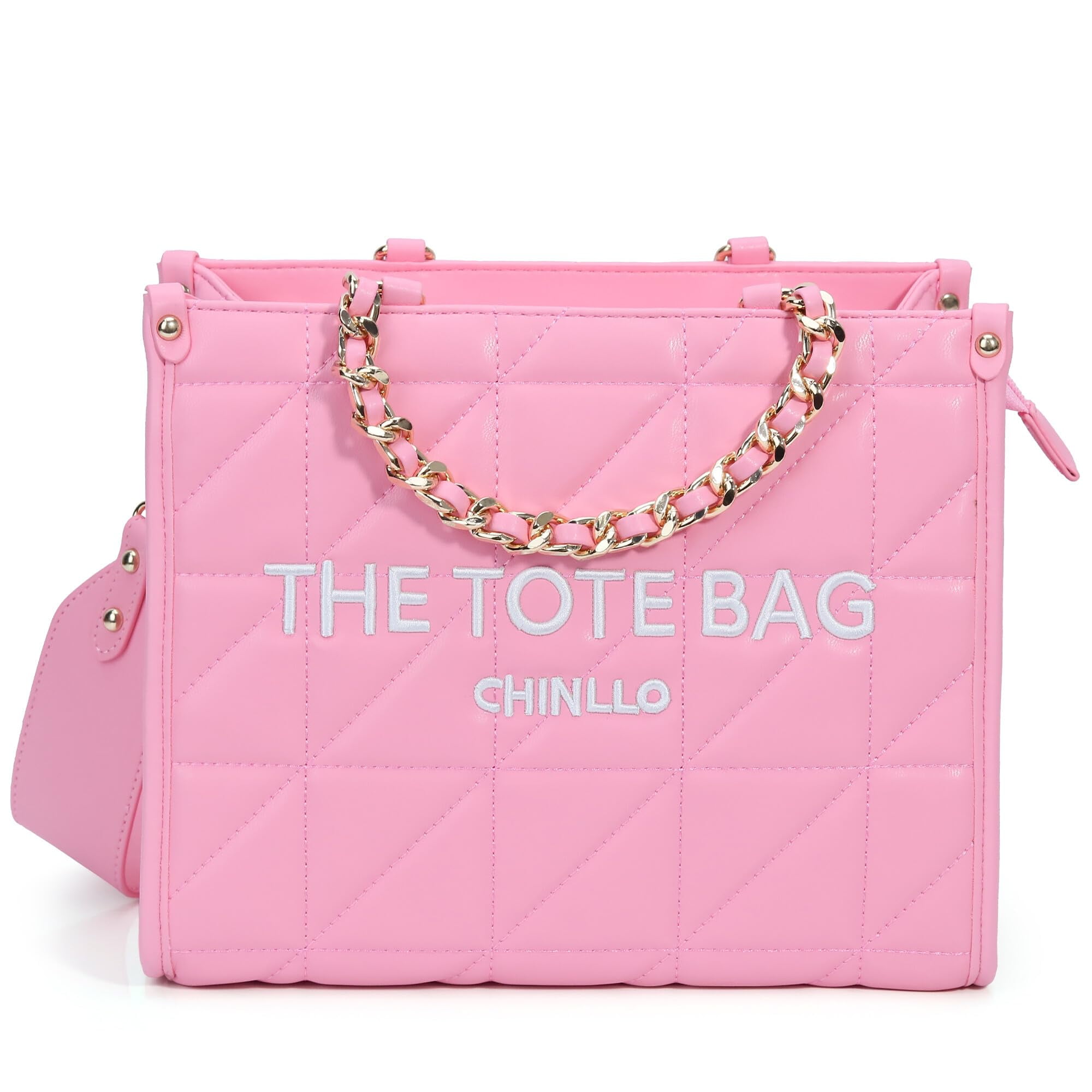 Bolso De Mano Chinllo Con Cadenas Acolchadas Stachel Monedero E.pink Para Mujer