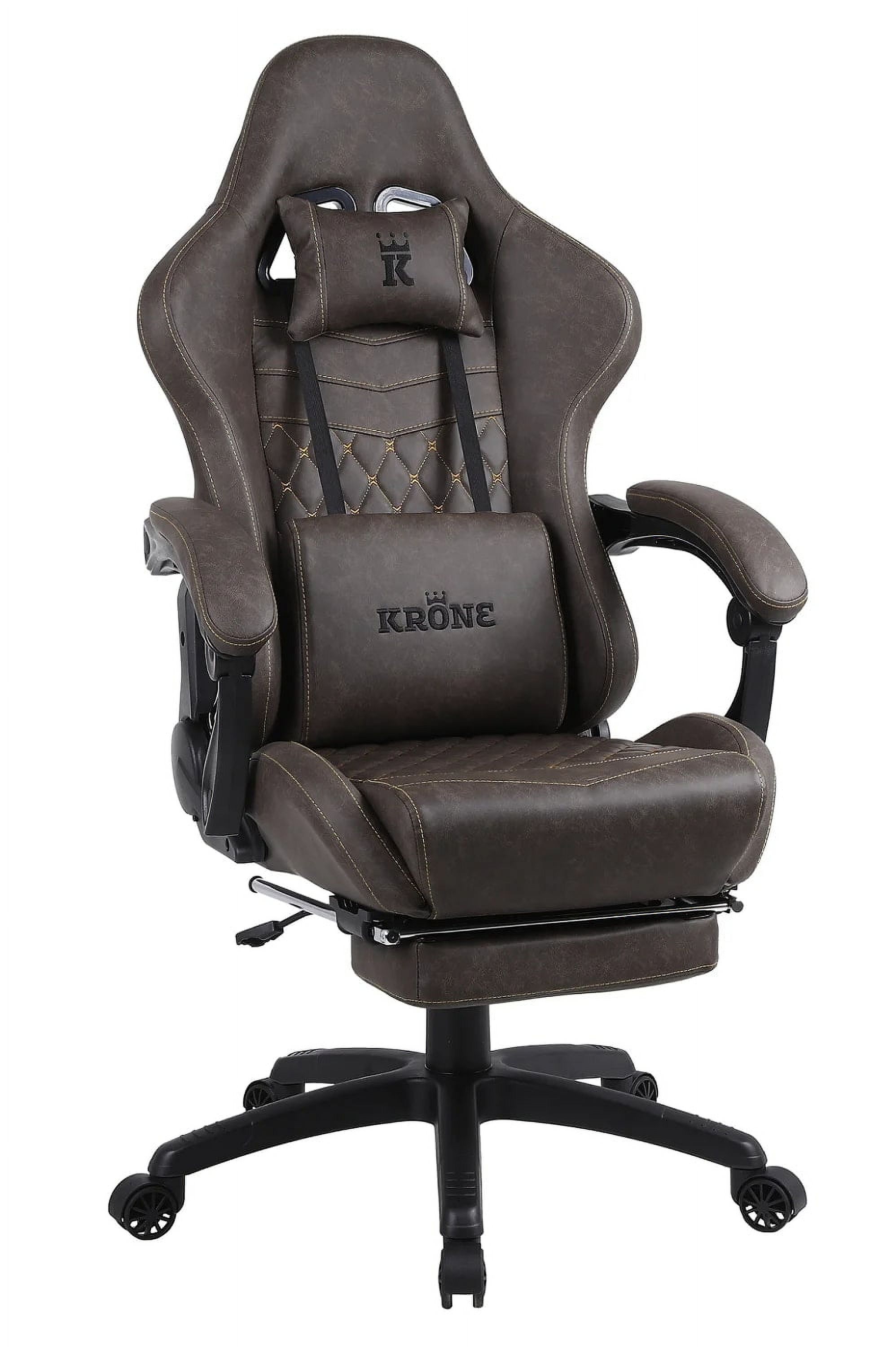 Krone Gaming - Silla Gamer Escritorio Oficina Krone Xl Masajeador Y Apoyapiés - Café