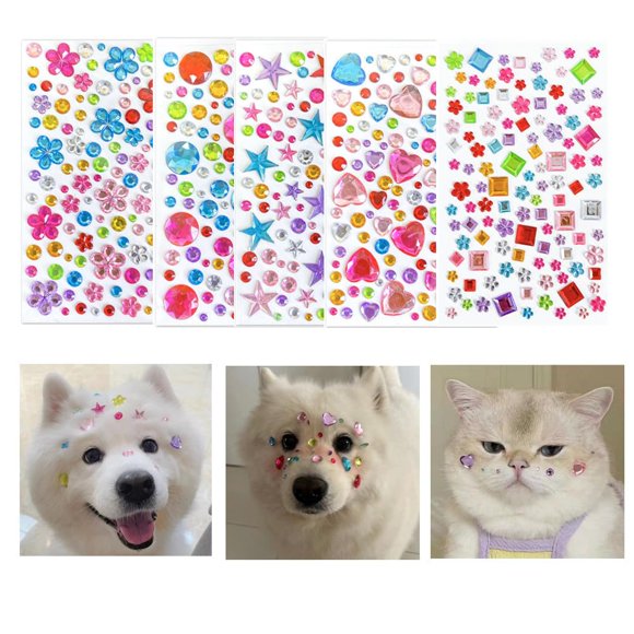 Set de 10 hojas de pegatinas de diamante para peluquería de mascotas Dlmlemu