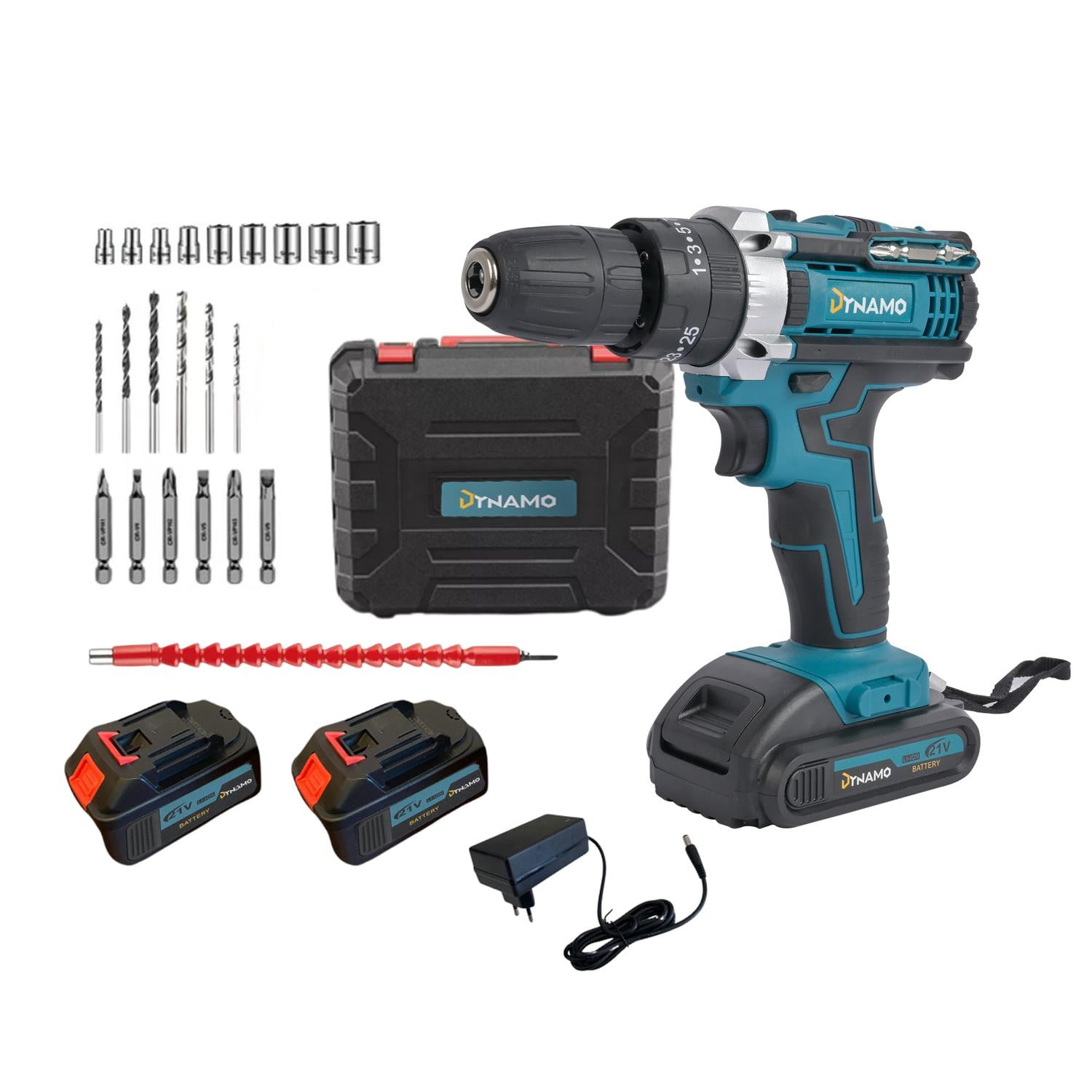 Dynamo Tl - Taladro Percutor Inalámbrico Dynamo 21v 2 Baterías + Accs Azul