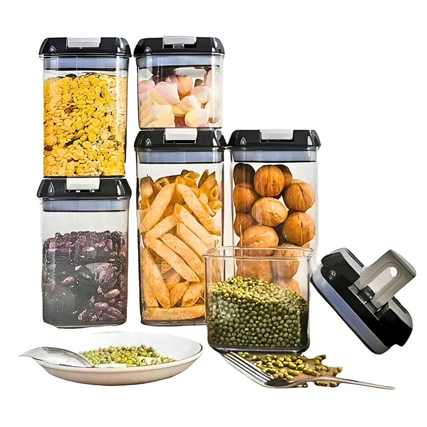 Disparo - Set De 7 Contenedores Hermeticos De Plastico Cocina Despensa