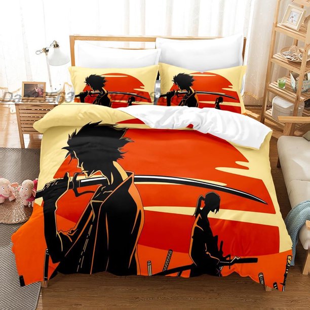 Samurai Champloo Bedding Set Bed Set Aldult Kid Bedroom Duvetcover Sets kawaii bedding