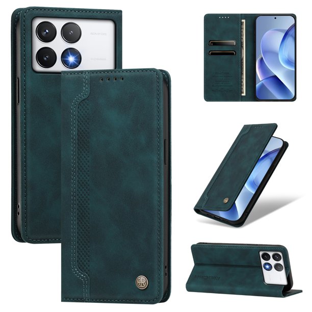 Funda Billetera para Xiaomi Poco F6 Pro Imán y Resistente Verde