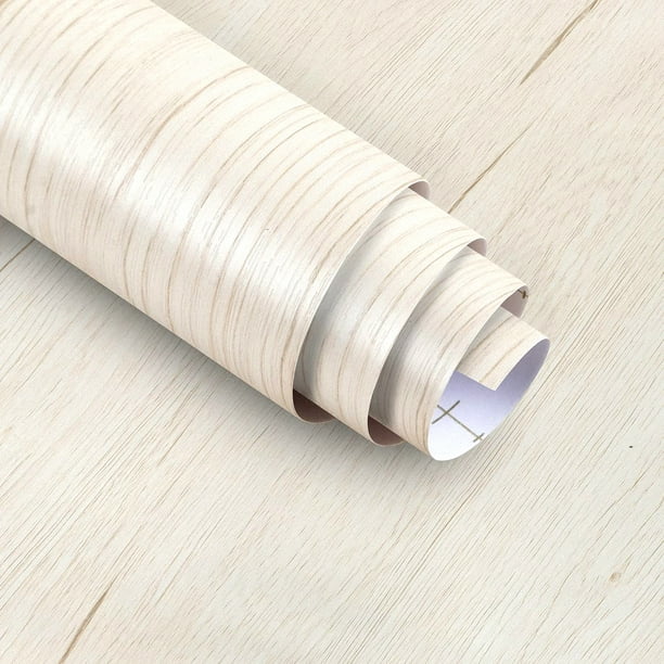 1pc White Maple Grain Contact Paper, Home Decoration, Self-Adhesive Wallpaper For Cabinets Tables Chairs Room Backgrounds