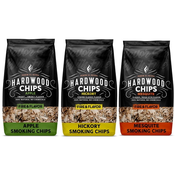 Astillas de madera Fire & Flavor 3x620 g Apple, Mesquite y Hickory