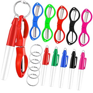 Magideal - Tijeras Plegables Portátiles, Multiusos, Colores Plegables, Marcadores Médicos Permanentes, Mango, Lvero, Tijeras, Paquete De 15 Coloridos, Plu , Multicolor