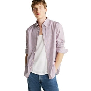 Camisa Tommy Hilfiger Flex Poplin Stripe Regular Para Hombre
