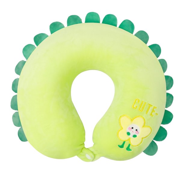 Almohada de Viaje de Espuma Viscoelástica REGALWOVEN, Almohada de Cuello en Forma de U con Girasol Verde 12x12in