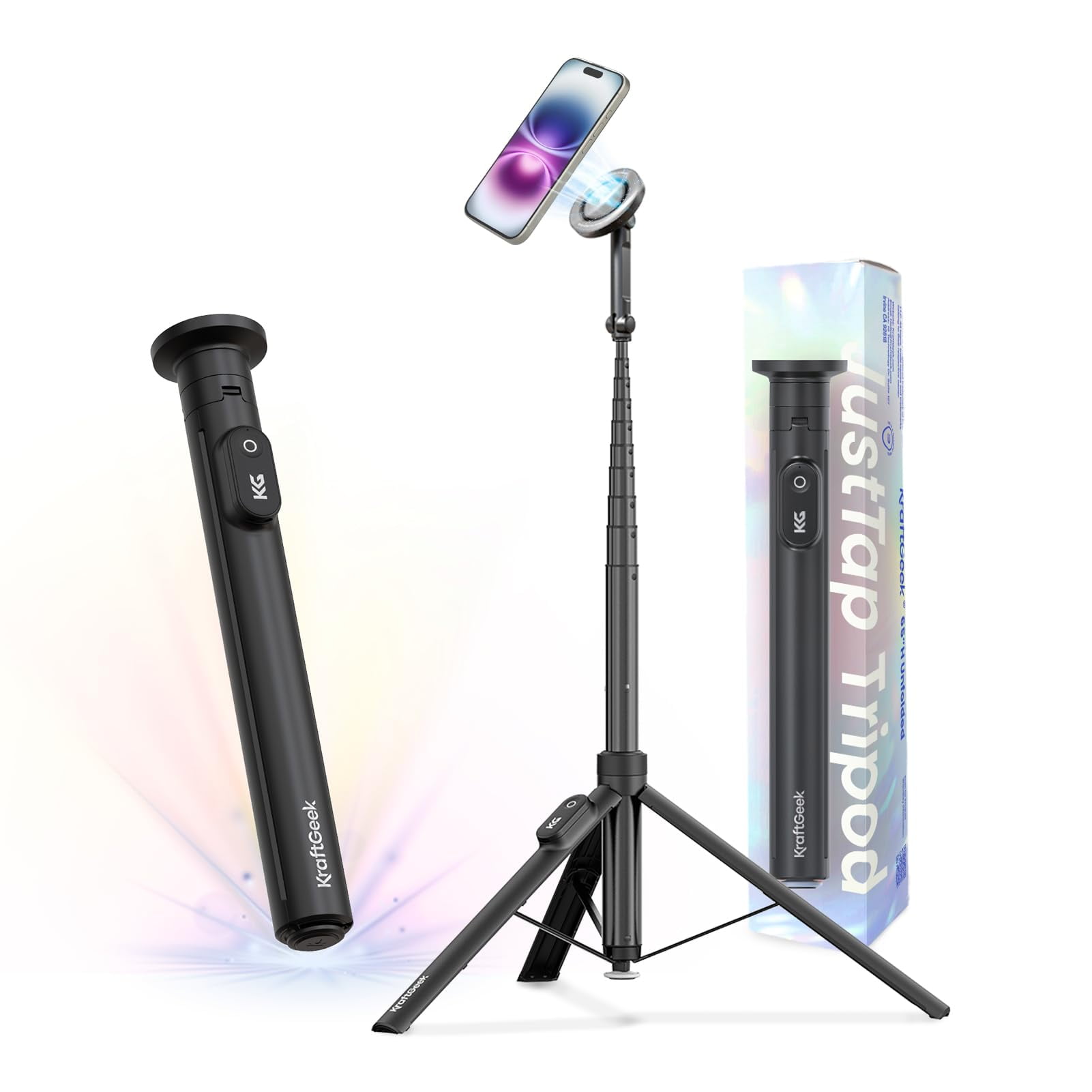 Trípode De Cámara Kraftgeek Magsafe Selfie Stick Remote De 168 Cm