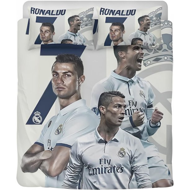 Soccer CR7 Duvet Cover Ronaldo Microfiber Bedding Set 3PC Kids Comforter Cover Set