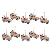 Magideal - 10X Adornos Navideños Colgantes De Madera Para Decoración Navideña, Adornos Colgantes Colgantes Para Fiestas, Festivales, Decoración De Vacaciones Papá Noel Y Coche