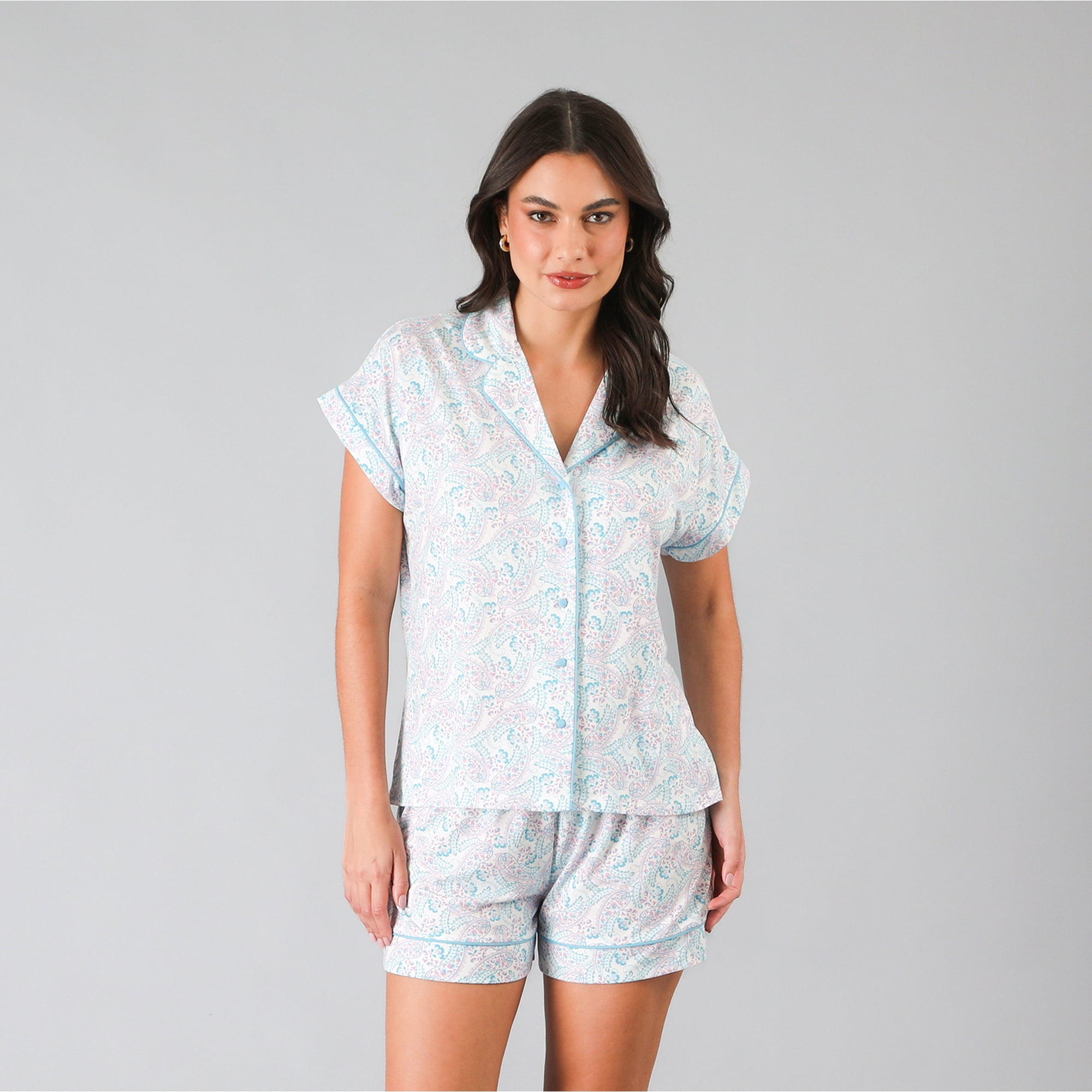 Pijamas Top Camisero / Short Caja Flores Mujer 33881-247