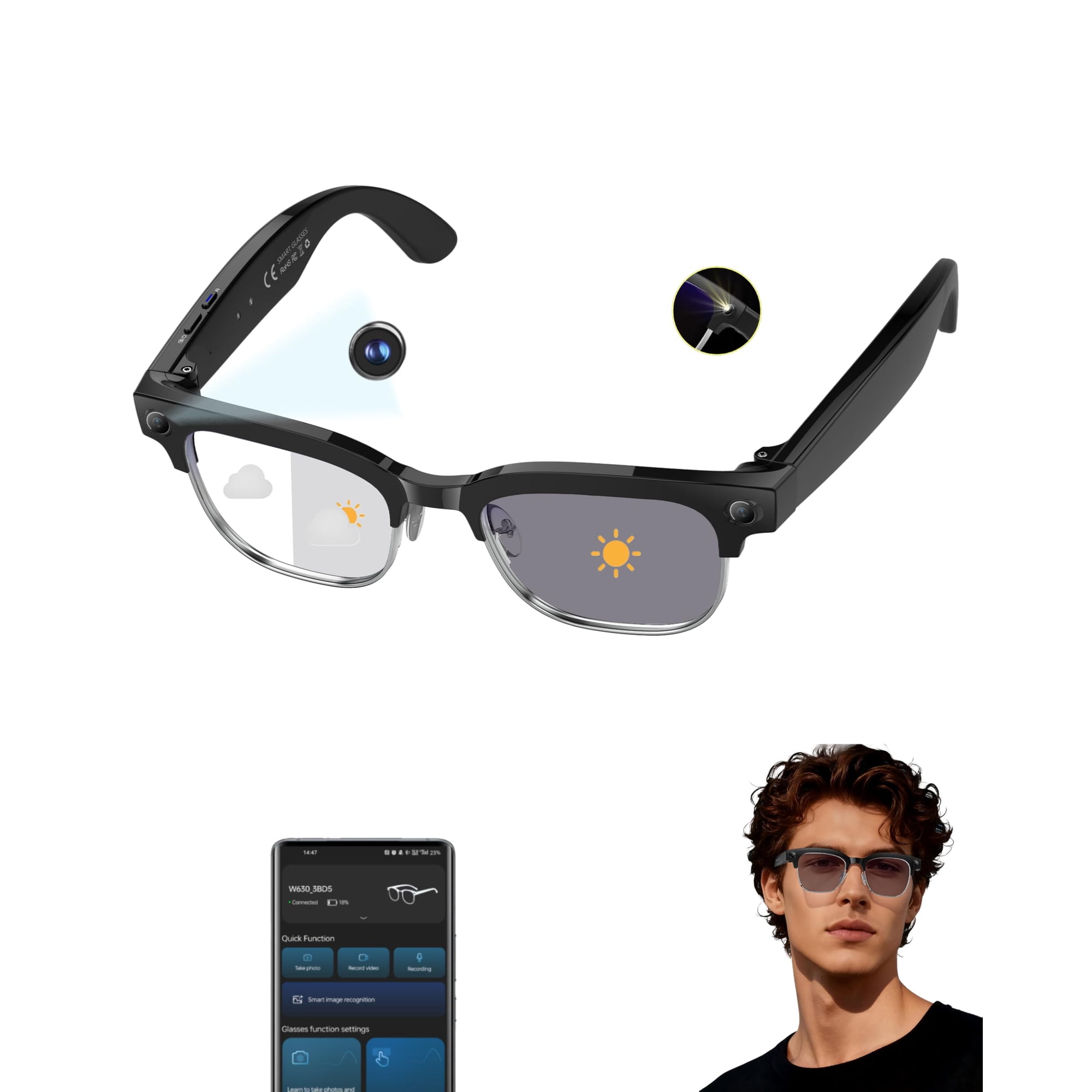 Gafas Inteligentes Mnvoeq Ai Con Cámara Y Grabación De Vídeo 4k