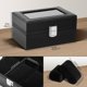 thumbnail image 2 of Caja de Relojes Uten de 3 Compartimentos con Tapa de Vidrio y Cuero PU, 2 of 7
