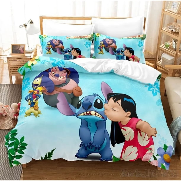 x1098 Bed SheetsCartoon Anime Stitch Duvet Cover Set HD Comforter Cover for Kids Bedding Sets Bedclothes Bedroom Decor 3-Piece Bedding Set (1 Duvet Cover + 2 Pillow Shams) nj1098