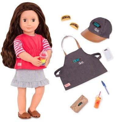 Camión De Comida Doll Our Generation Deluxe Rayna De 18 Pulgadas Con Accesorios
