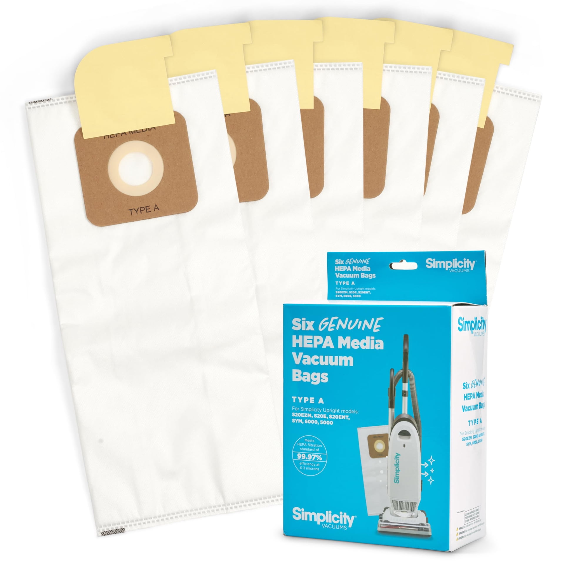 Simplicity Vacuums - Bolsas De Repuesto Para Aspiradora Simplicity Sah-6 Tipo A, Paquete De 6