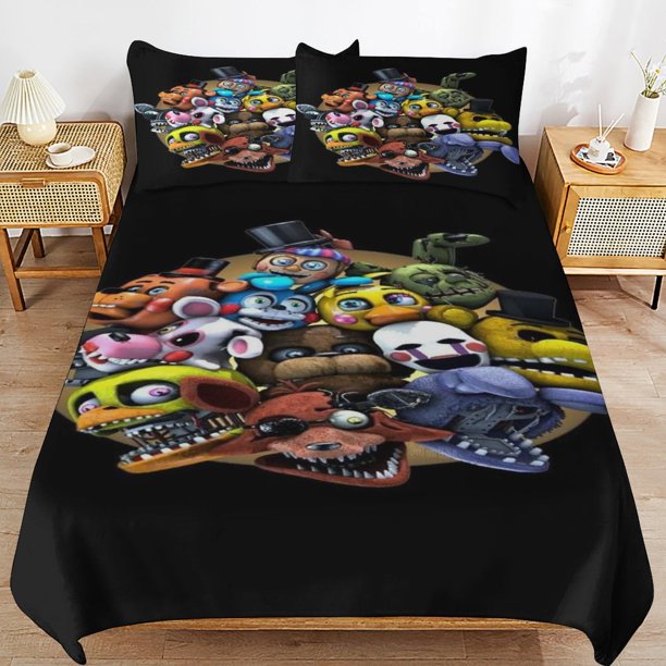 x531 Five Nights at Freddy's Bed Duvet Cover Microfiber Bedding Sets 3D Printed Lightweight 3 Piece Comforter Sets, 1 Duvet Cover And 2 Pillow Shams for Kids Boys Girls 90"x90" jn531