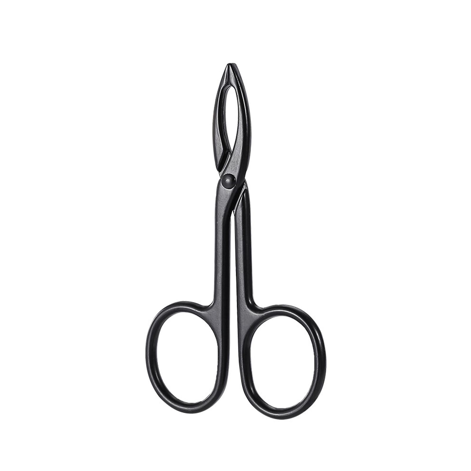 Ioensy - Pinzas Para Cejas, Mango De Tijera, Agarre Cómodo, Pinzas De Punta Plana, Recorte Negro Recto