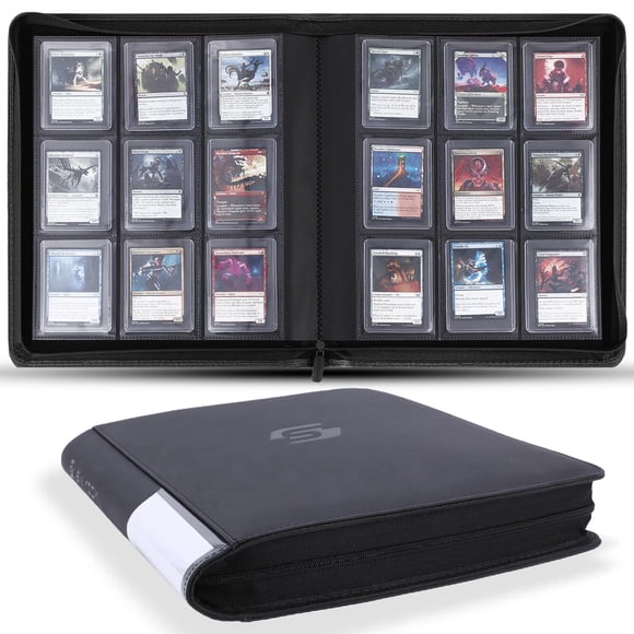 Carpeta para cartas Snewkcdy con top loader, 360 cartas, cuero PU