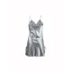 thumbnail image 2 of INSPIRE CHIC Mujer Camisón de Satén con Escote en V con Encaje Floral y Lazo, Tirantes Ajustables, Vestido de Dormir Gris-encaje L, 2 of 6
