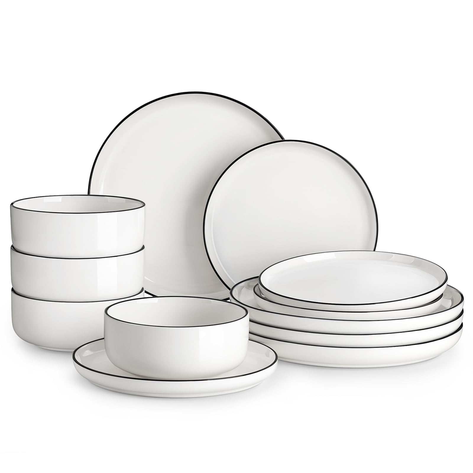 Juego De Vajilla Malacasa Luna De Porcelana Blanca De 12 Piezas