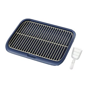 Ioensy - Bandeja De Entrenamiento Para El Baño De Perros, Caja De Arena Extraíble Para Perros Pequeños, Cachorros, L, Azul Oscuro