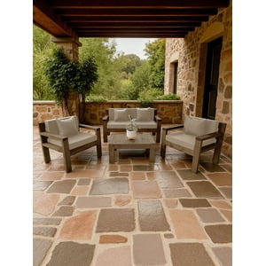 Terraza Rústica Miaruste Modelo Ambar 4 Cuerpos Color Madera Roble Cojinería Beige