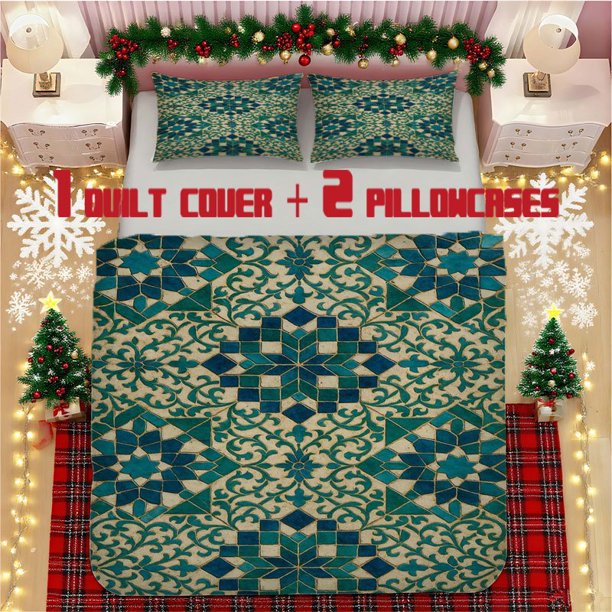 Islamic Art Mosaic Soft Printed Bedding Set Polyester Fabric Decorative & Warm