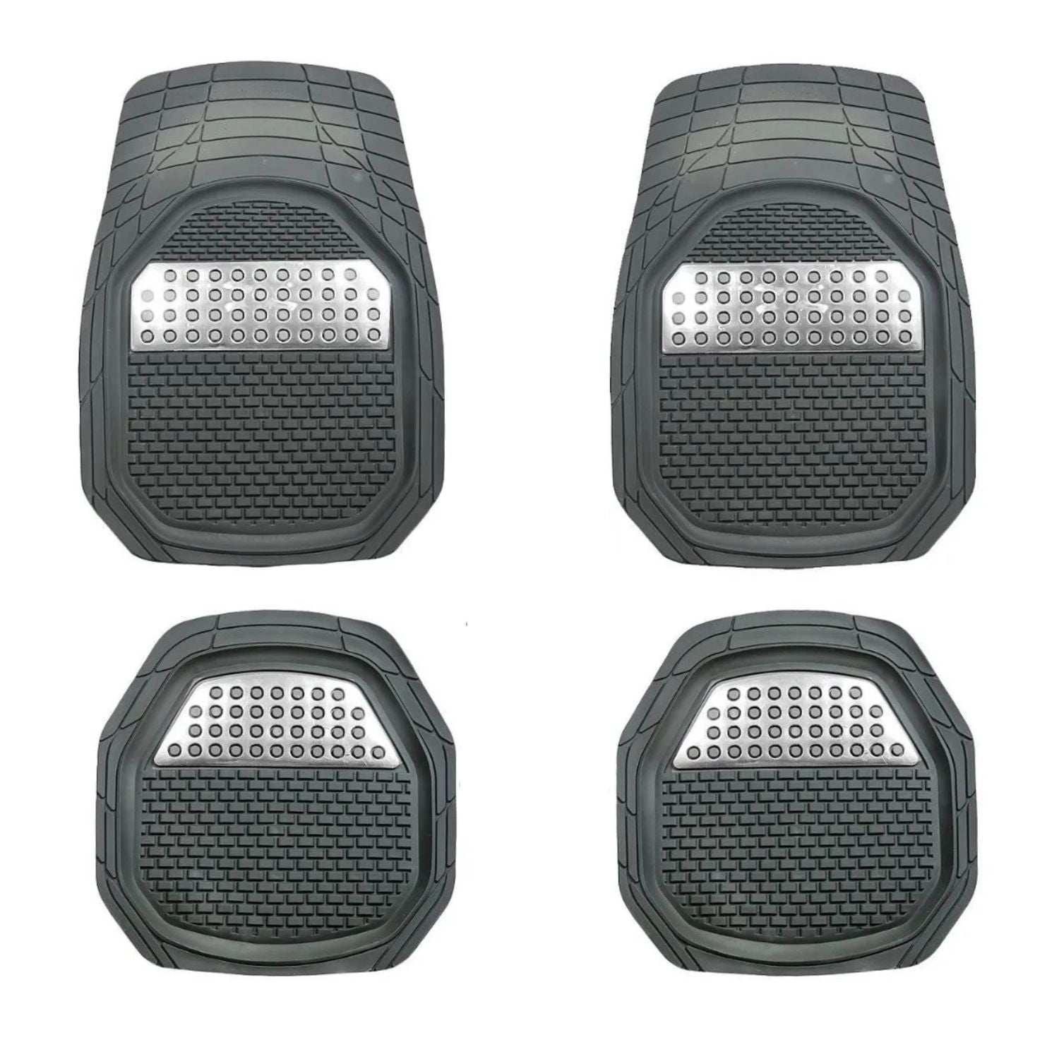 Importclick - Alfombra Auto Goma Tuning 4 Piezas Blanco Deluxe