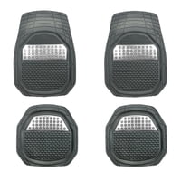 Importclick - Alfombra Auto Goma Tuning 4 Piezas Blanco Deluxe