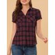 thumbnail image 5 of INSPIRE CHIC Camisas de Cuadros para Mujer Cuello en Punta Blusas Abotonadas Rojo Negro XL, 5 of 7
