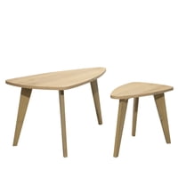 Muebles Gacela - Set 2 Mesas Centro Ovaladas Lund Roble Miel