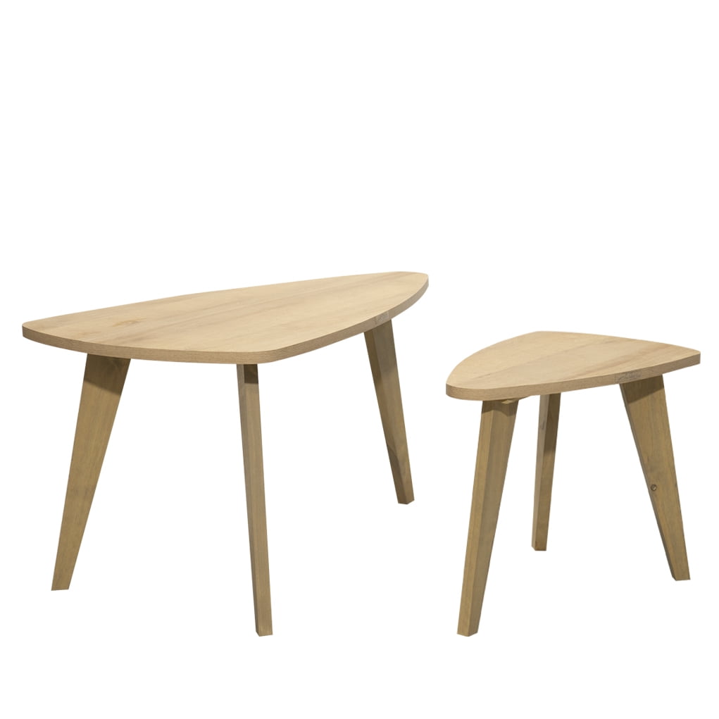 Muebles Gacela - Set 2 Mesas Centro Ovaladas Lund Roble Miel