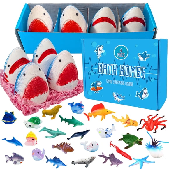 Bombas de baño Kottke Kids Marine Shark con sorpresa, paquete de 4