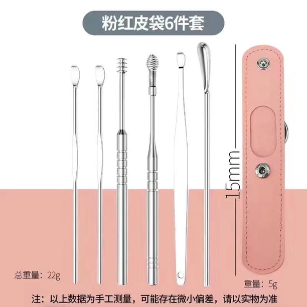 6PCS Ear Cleaner Wax Removal Tool Earpick Sticks Earwax Remover Curette Ear Pick Cleaning Ear Cleanser Spoon Health Care Earpick