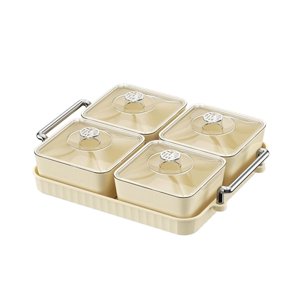 Magideal - Bandeja Para Servir Dividida, Organizador Transparente, Contenedor De Almacenamiento De Alimentos, Compartimentos Divisores Extraíbles Para Galletas, 4 Tazones