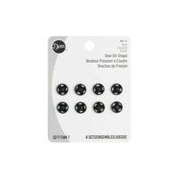Sew-On Snaps Dritz 80-1-1, Negro, Talla 1, 8 Unidades