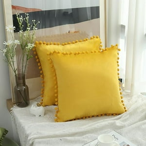 Veatool - 2 Fundas De Almohada Cuadradas De Terciopelo Blando, Fundas De Almohada Decorativas De 40 X 40 Cm, Con Bolas De Terciopelo, Para Sofás De Decoración Familiar, Reposabrazos, Etc.