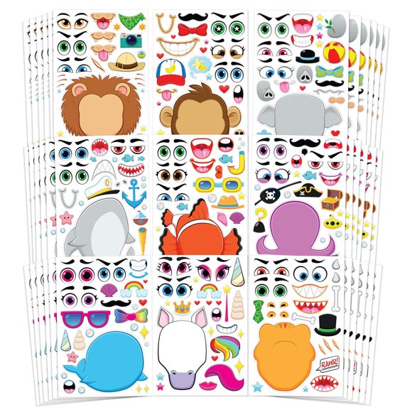 Láminas adhesivas JOYIN Make-a-Face Animal Mix Match 36 unidades