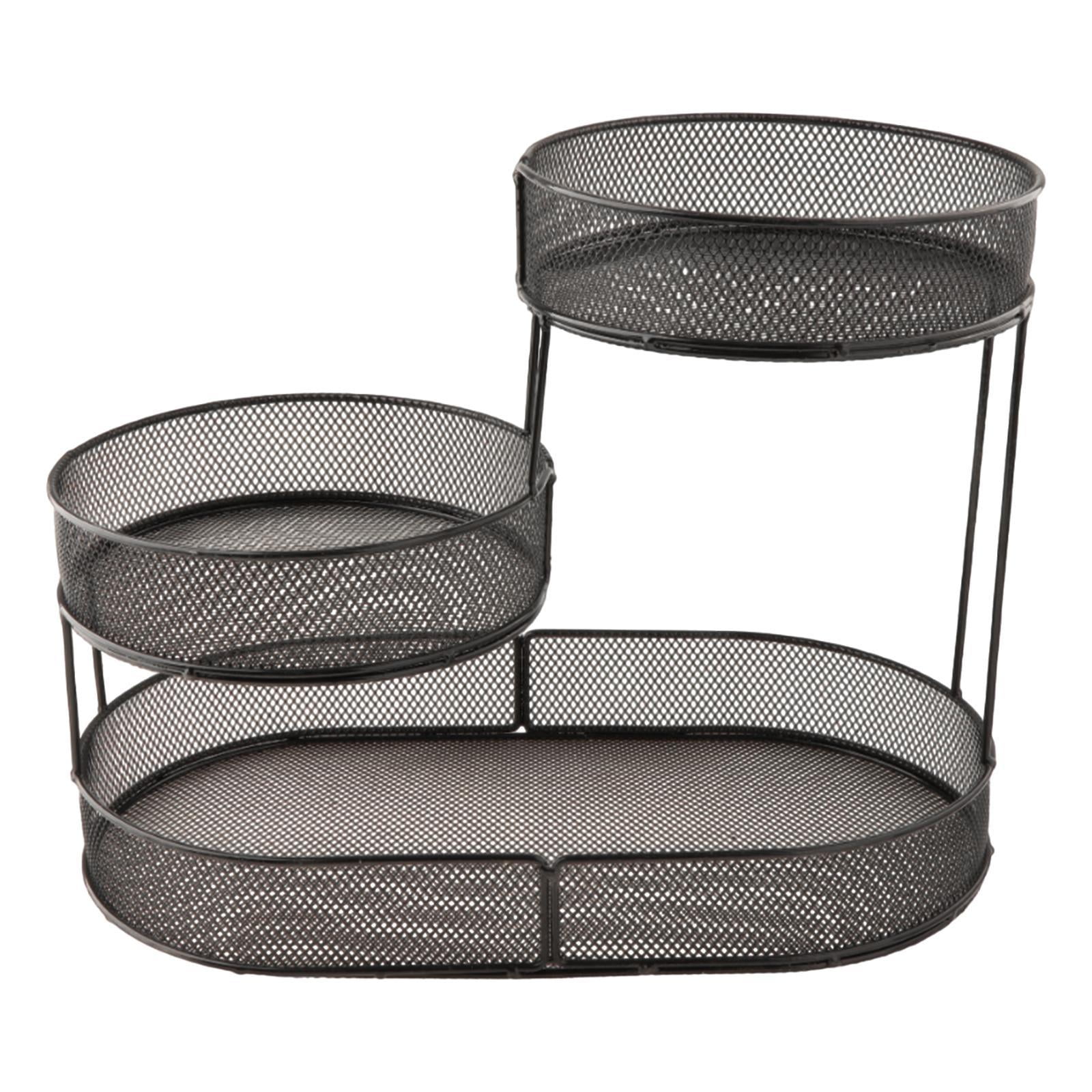 Magideal - Soporte Para Cesta De Frutas De 3 Niveles, Cesta De Frutas, Bandeja De Metal Para Servir, Bandeja Para Servir Buffet De Frutas Para Fiesta De Acción D Negro
