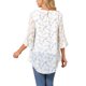 thumbnail image 4 of INSPIRE CHIC Blusa asimétrica de gasa con cuello redondo y estampado floral para mujer, mangas 3/4 acampanadas, casual de verano, talla S, color blanco, 4 of 6