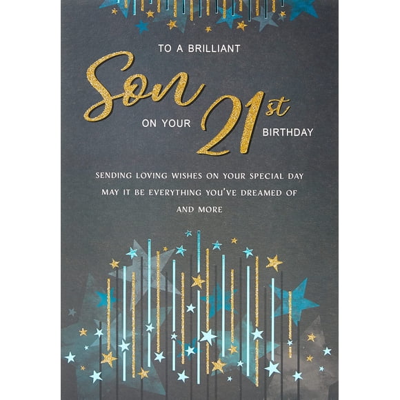 Tarjeta de cumpleaños moderna de Regal Publishing para hijo de 21 años - 9 x 6 pulgadas