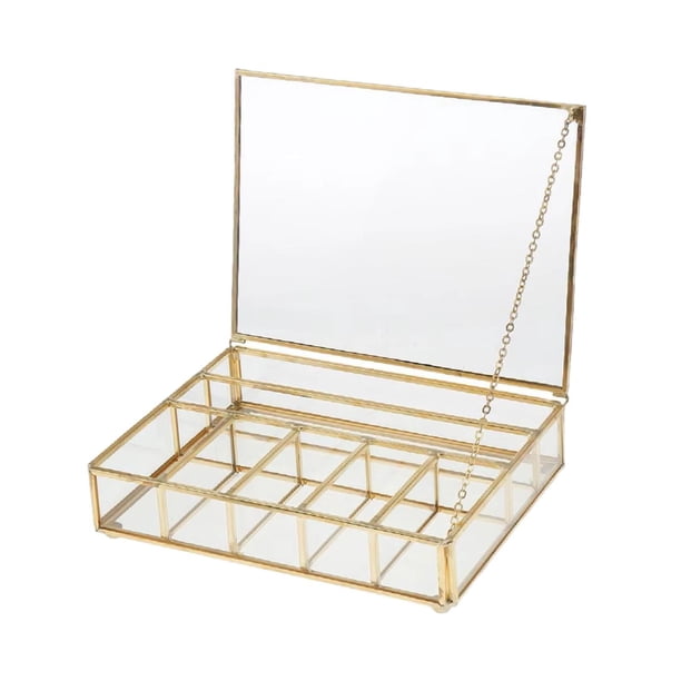 Organizador de joyería de joyería de vidrio, decoración transparente, exhibición de la cáscara de cáscara de la caja de pimienta Organizador de joyas Pequeño
