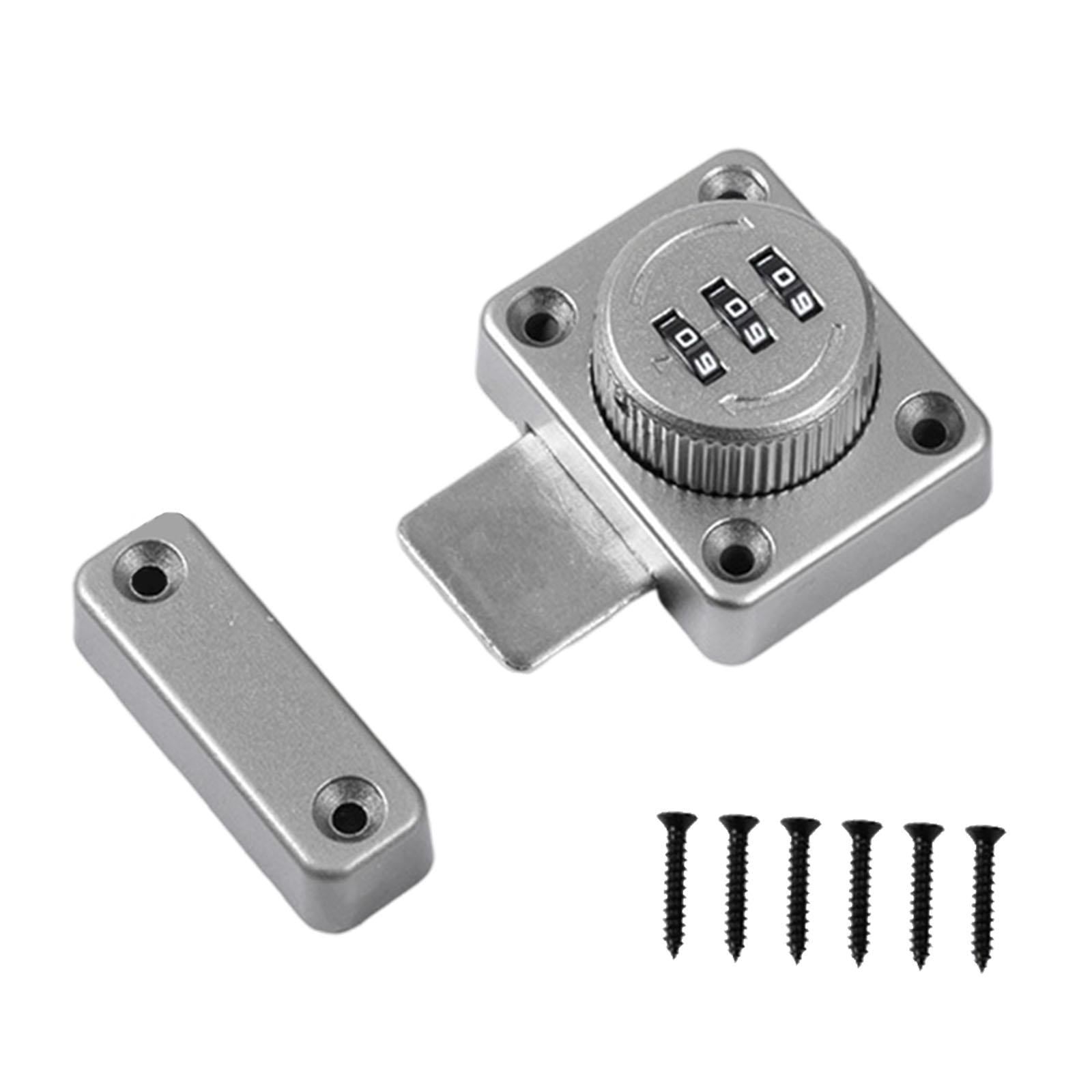 Magideal - Cerradura De Pestillo De Puerta Con Contraseña Giratoria, Cerraduras De Fácil Montaje, Accesorios De Puerta Resistentes, Cerradura De Combinación De 3 Plata