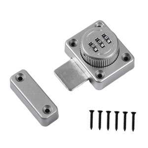 Magideal - Cerradura De Pestillo De Puerta Con Contraseña Giratoria, Cerraduras De Fácil Montaje, Accesorios De Puerta Resistentes, Cerradura De Combinación De 3 Plata