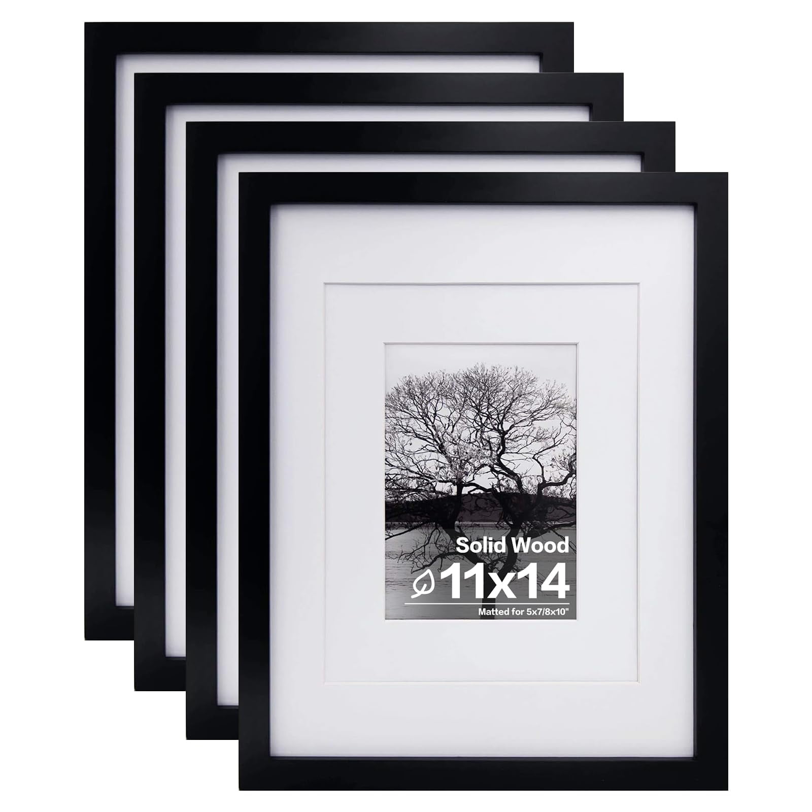 Set De 4 Marcos De Fotos Egofine De Madera Negra Con Plexiglás, 11 X 14 Cm