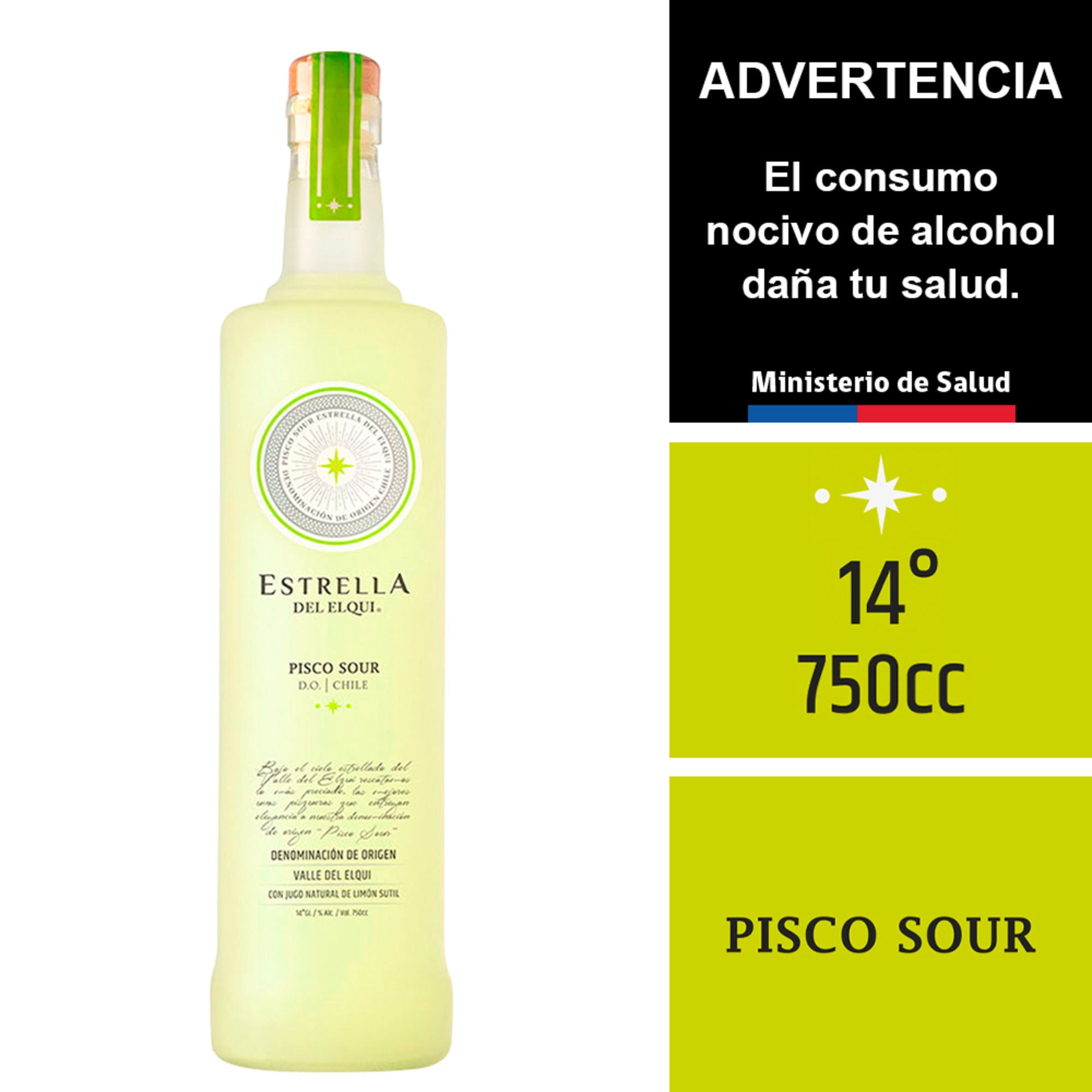 Cóctel Pisco Sour 14° Botella 750 ml Estrella del Elqui